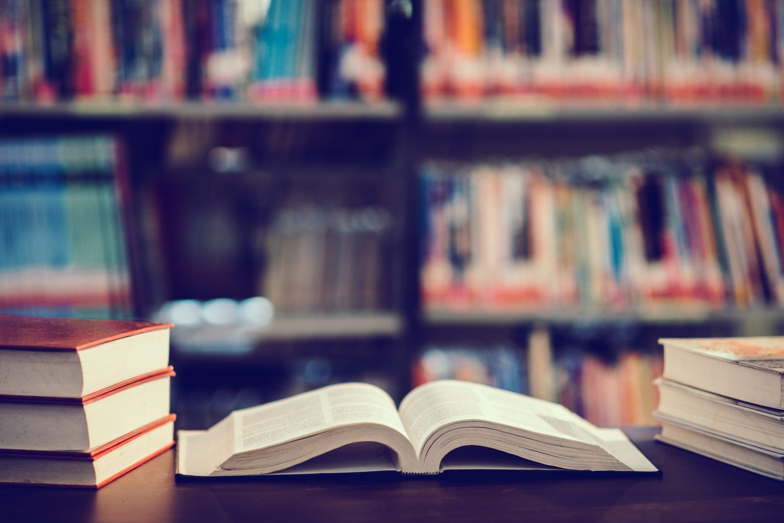 Open law books in a library